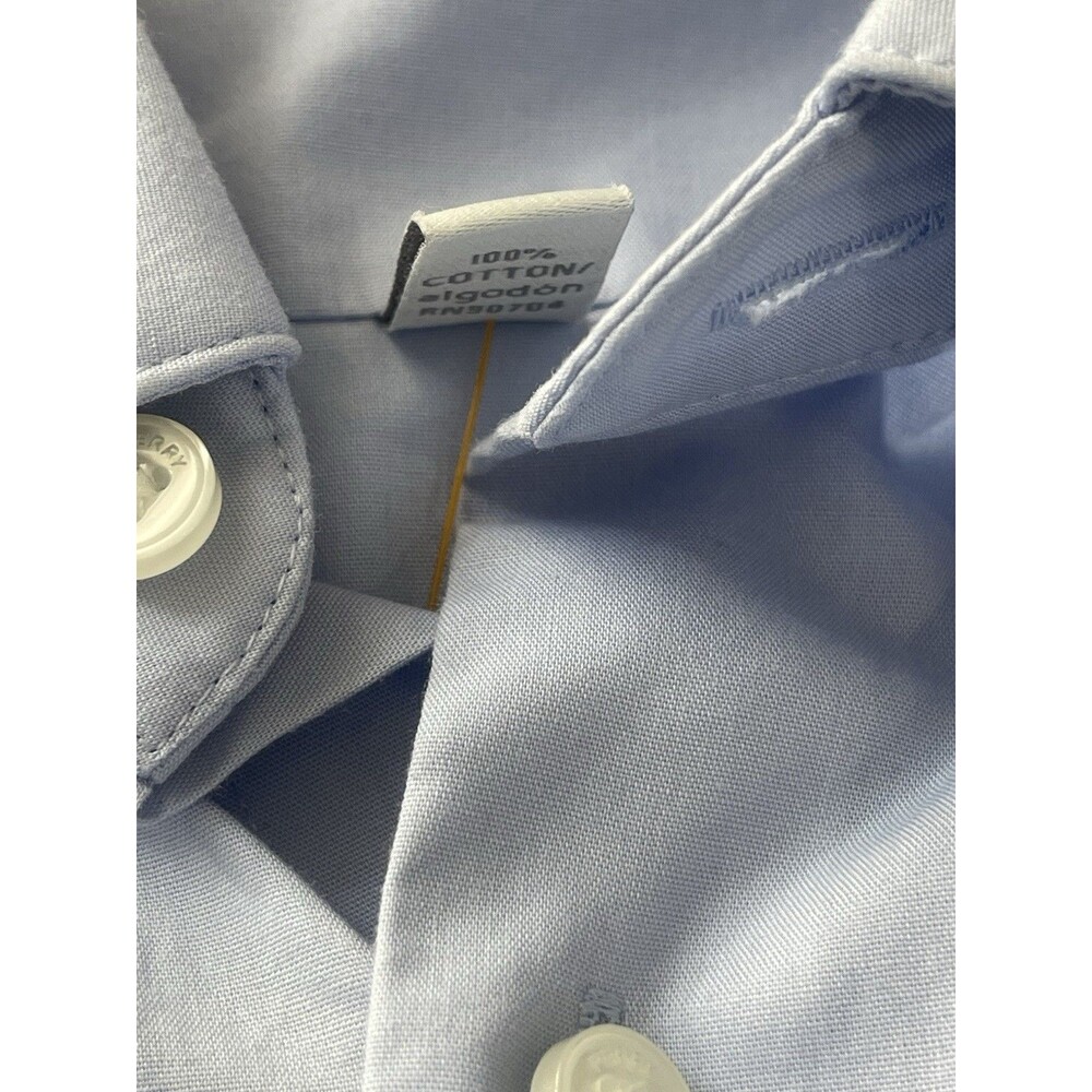 Perry Ellis Portofino Men’s Cotton Dress Shirt Blue Long Sleeve Cotton - Picture 3 of 6